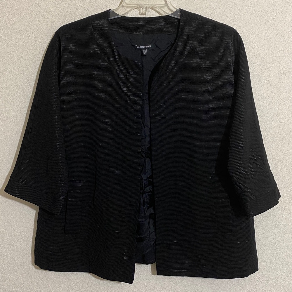 NWOT EILEEN FISHER Relaxed-Fit Textured Jacket w 3/4 Sleeve Women's Size XL - Picture 2 of 9